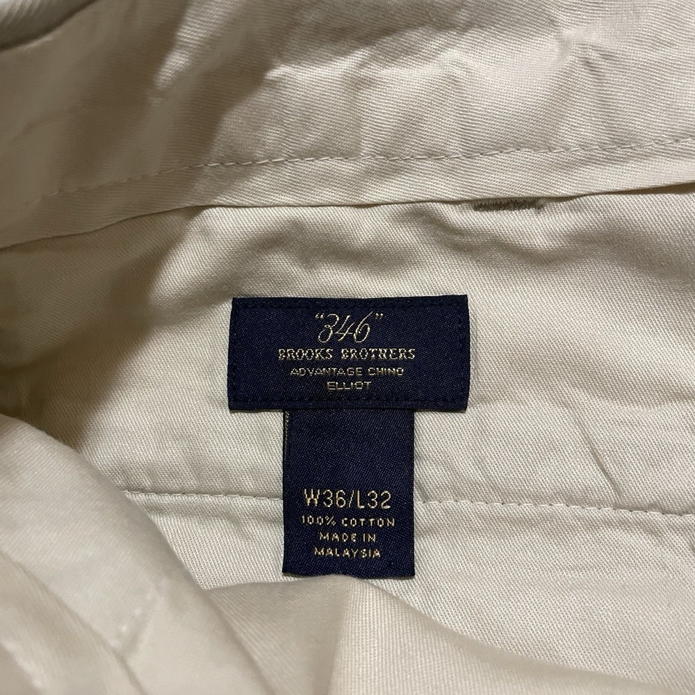 Brooks Brothers Tan Pants 36‎ X 31.5 Advantage Chino Elliot Pleated Cuffed 346 - Picture 6 of 7